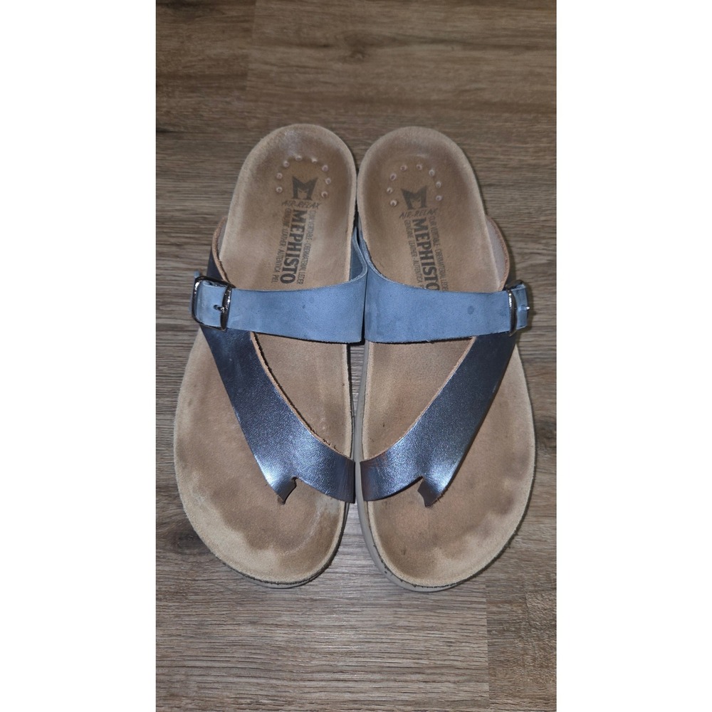 Mephisto 38 Helen Sandals Wedge Leather Comfort Flip Flop buckle 7.5